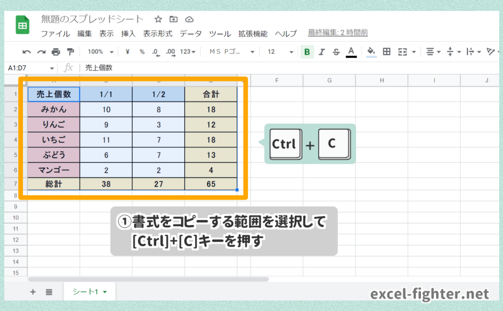 Googleスプレッドシートで書式のみコピー貼り付けする４つの方法/右クリックメニューの[特殊貼り付け]を使用する