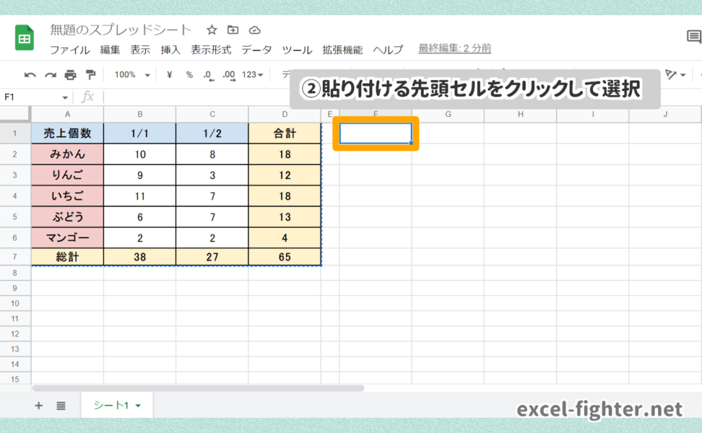 Googleスプレッドシートで書式のみコピー貼り付けする４つの方法/ショートカットキーを使用する